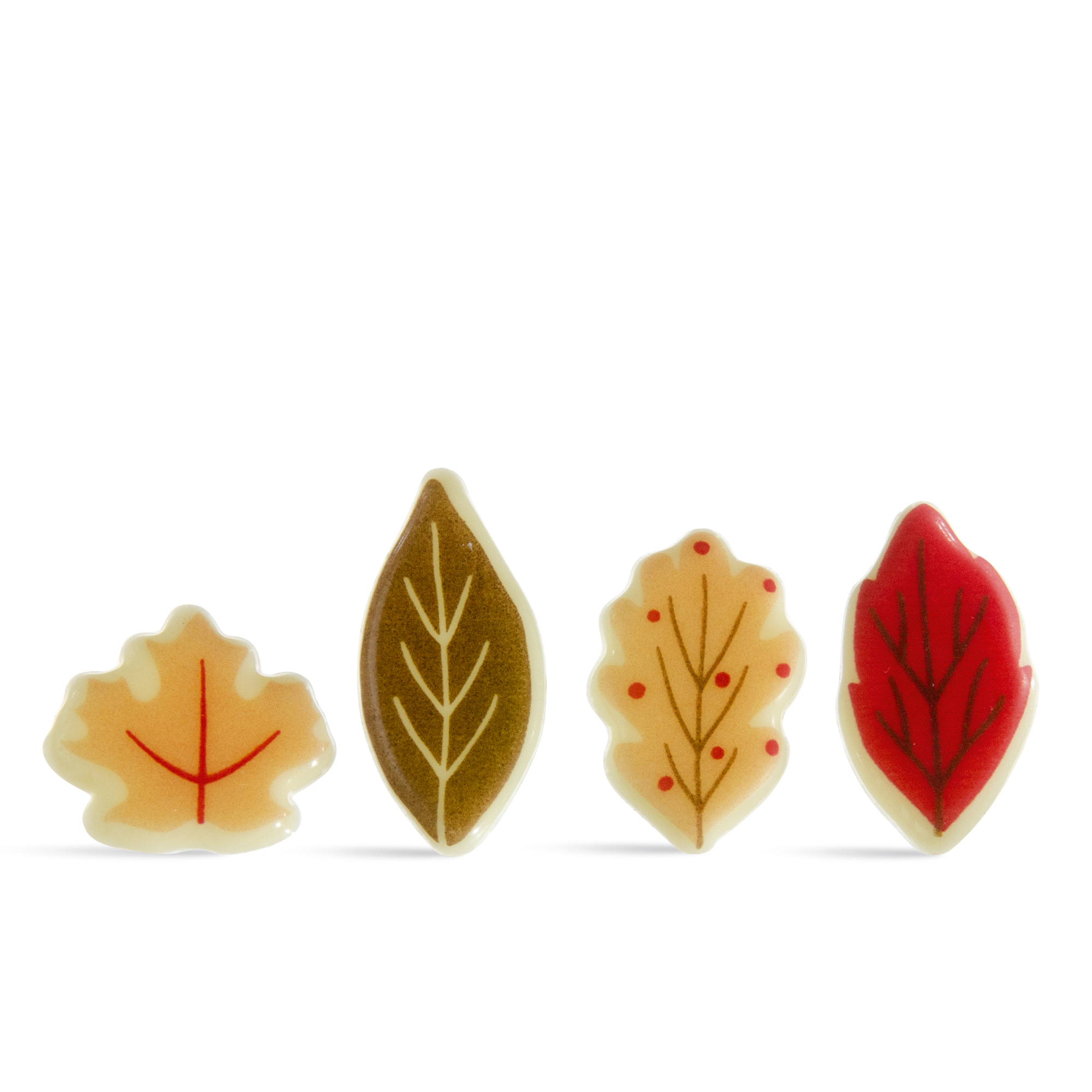 MINI HERBSTBLÄTTER, WEISSE SCHOKOLADE BEDRUCKT