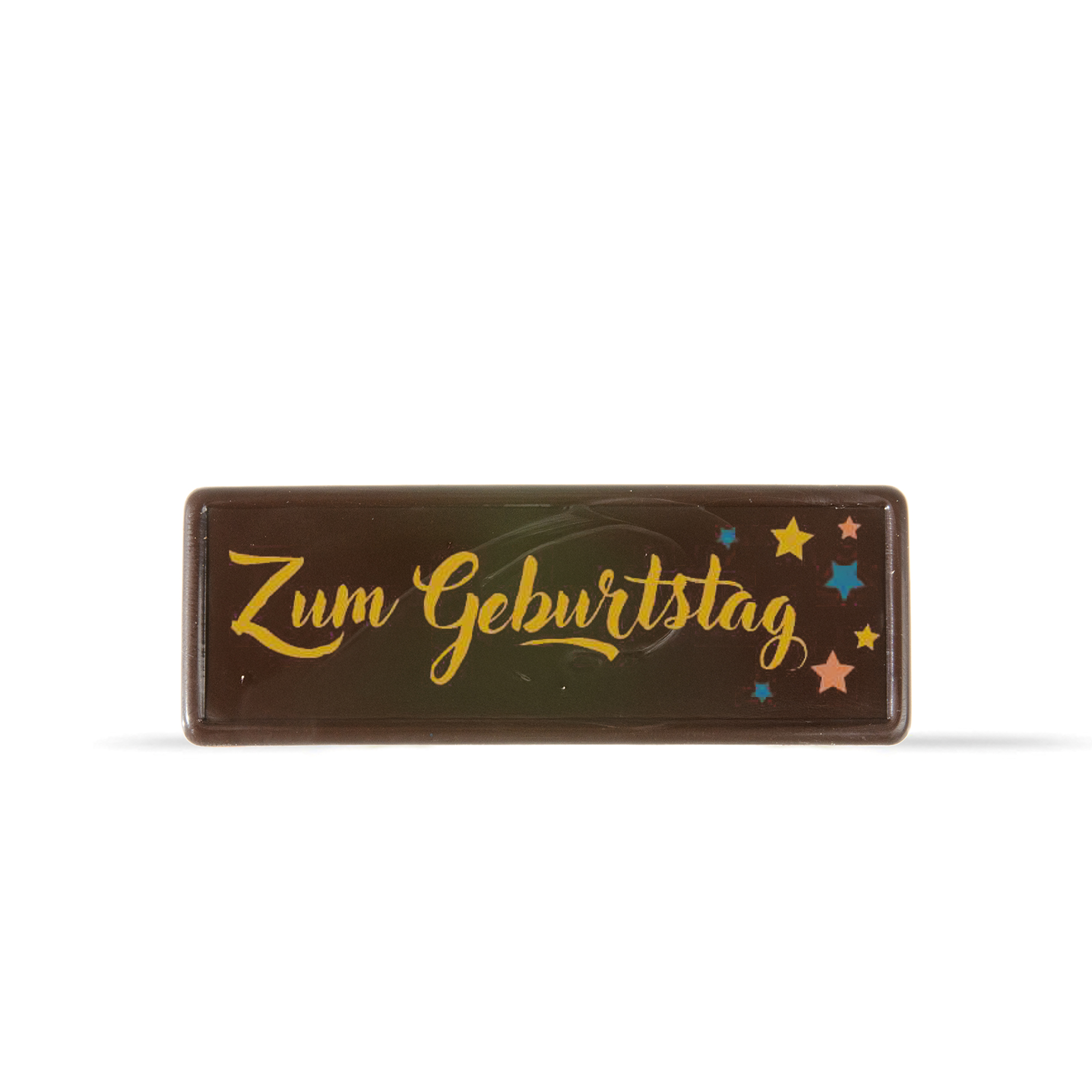 RECHTECK "ZUM GEBURTSTAG", DUNKLE SCHOKOLADE BEDRUCKT
