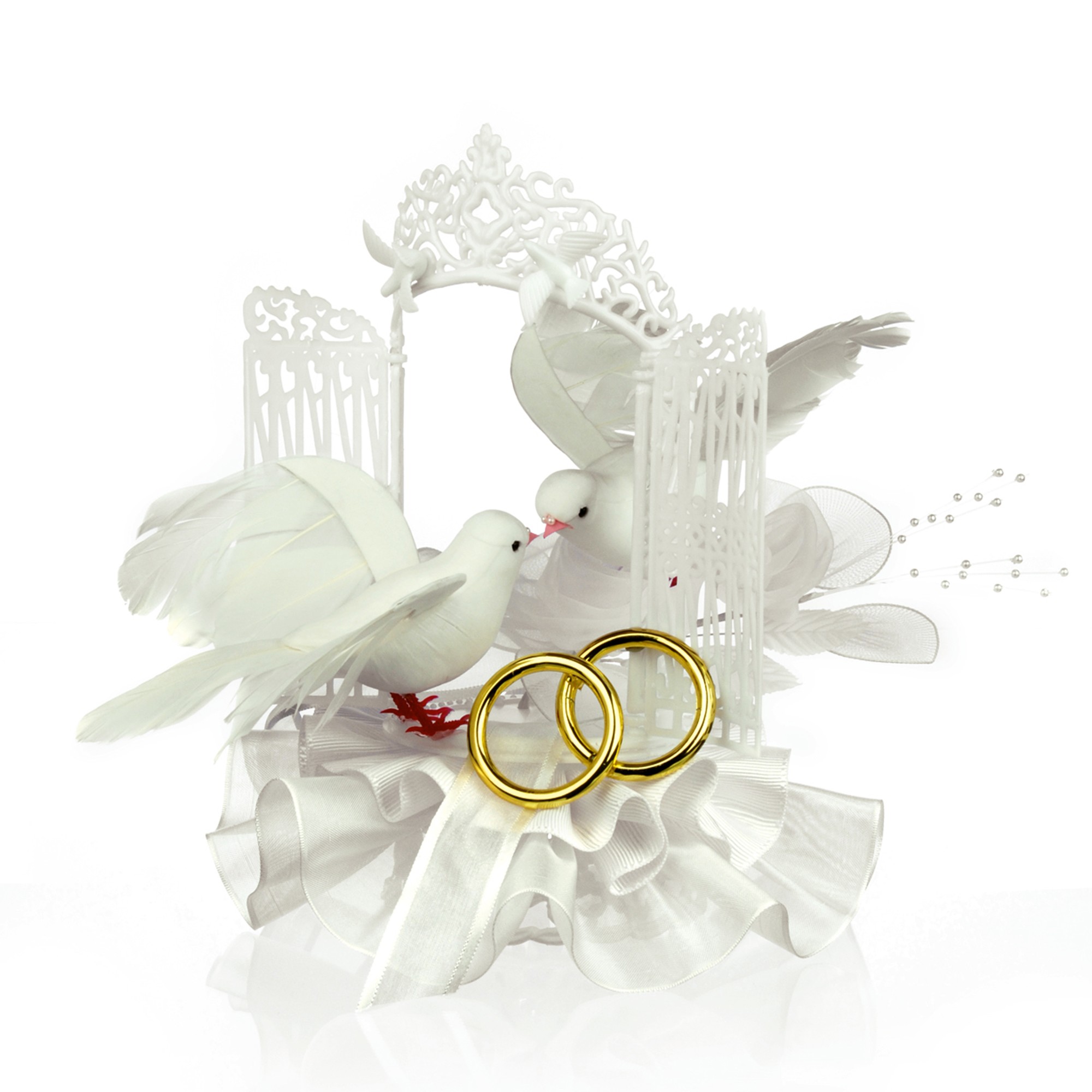 FEDERTAUBEN ELEGANZA IM HOCHZEITSTOR, KUNSTSTOFF UND TEXTIL