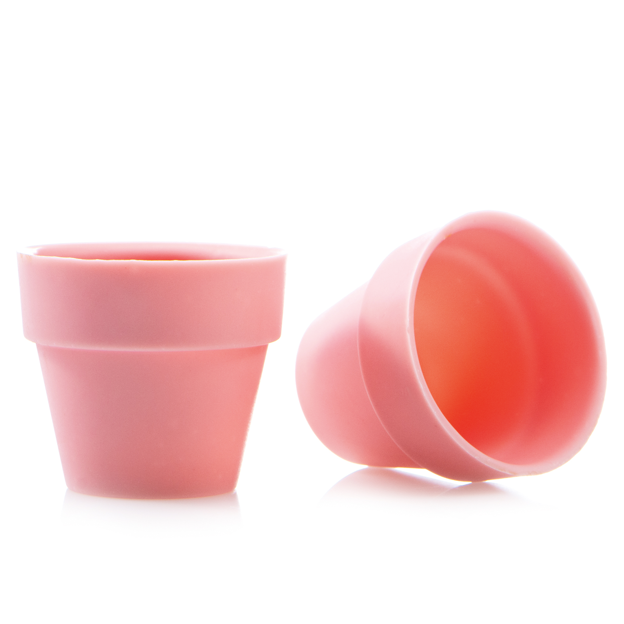 ROSA BLUMENTOPF CUPS, WEISSE SCHOKOLADE GEFÄRBT ROSA BLUMENTOPF CUPS, WEISSE SCHOKOLADE GEFÄRBT