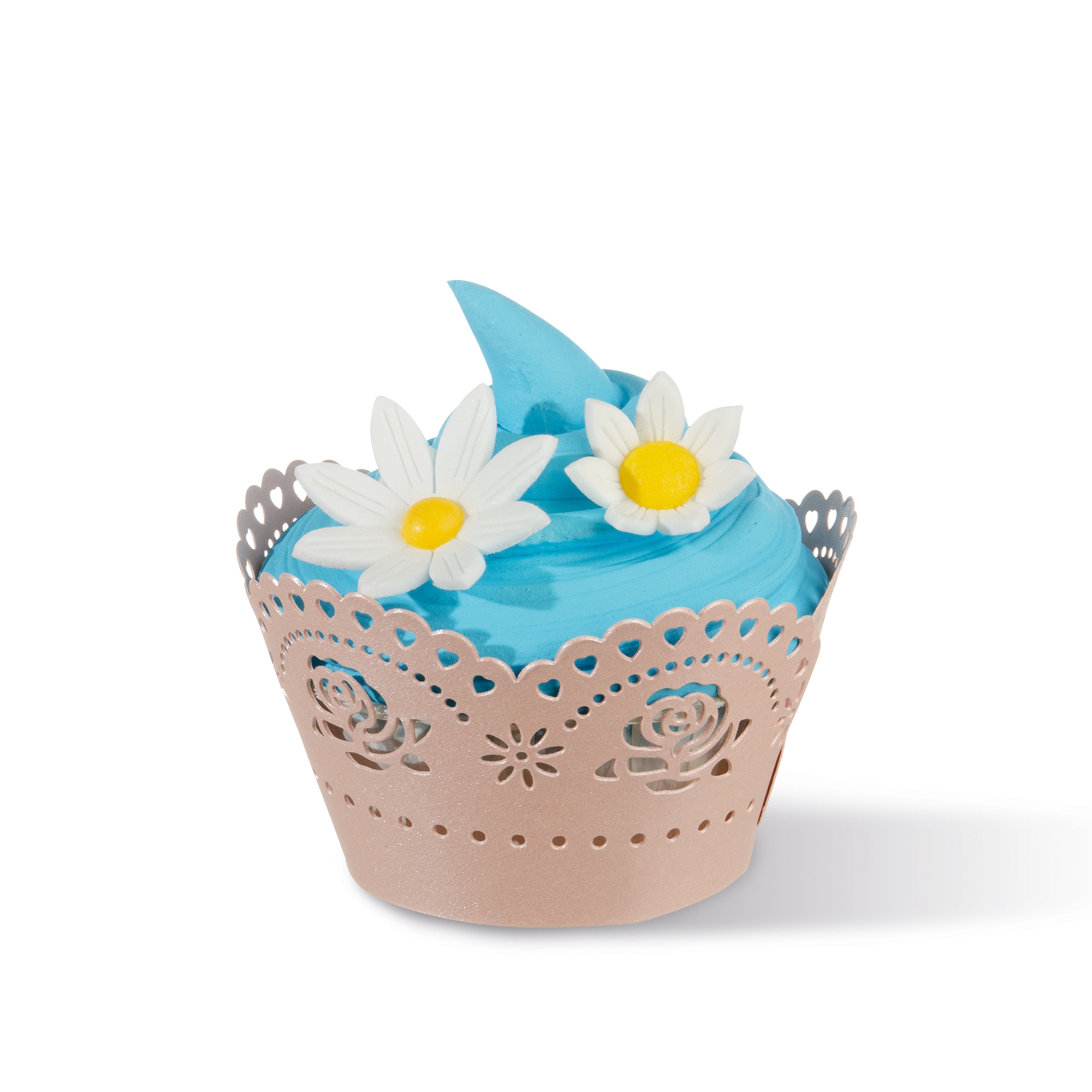 ROSA CUPCAKE MANSCHETTEN "ROSEN", FEINER KARTON GELASERT