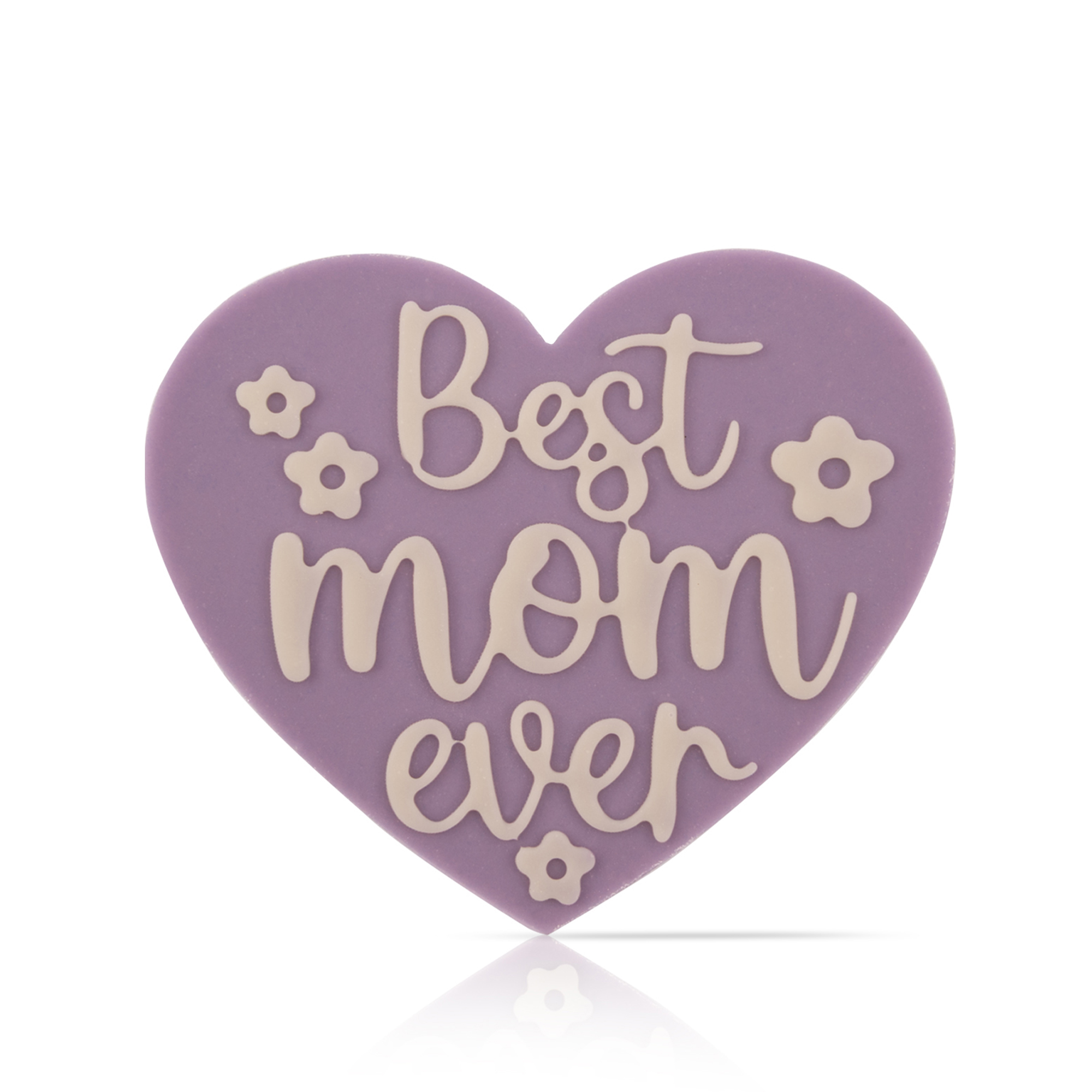 RELIEF HERZ "BEST MOM EVER", WEISSE SCHOKOLADE GEFÄRBT