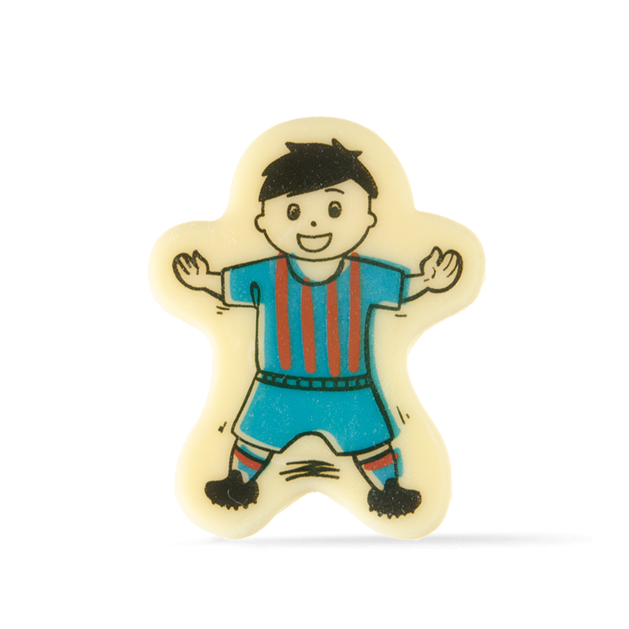 FUSSBALLSPIELER BLAU, WEISSE SCHOKOLADE BEDRUCKT FUSSBALLSPIELER BLAU, WEISSE SCHOKOLADE BEDRUCKT