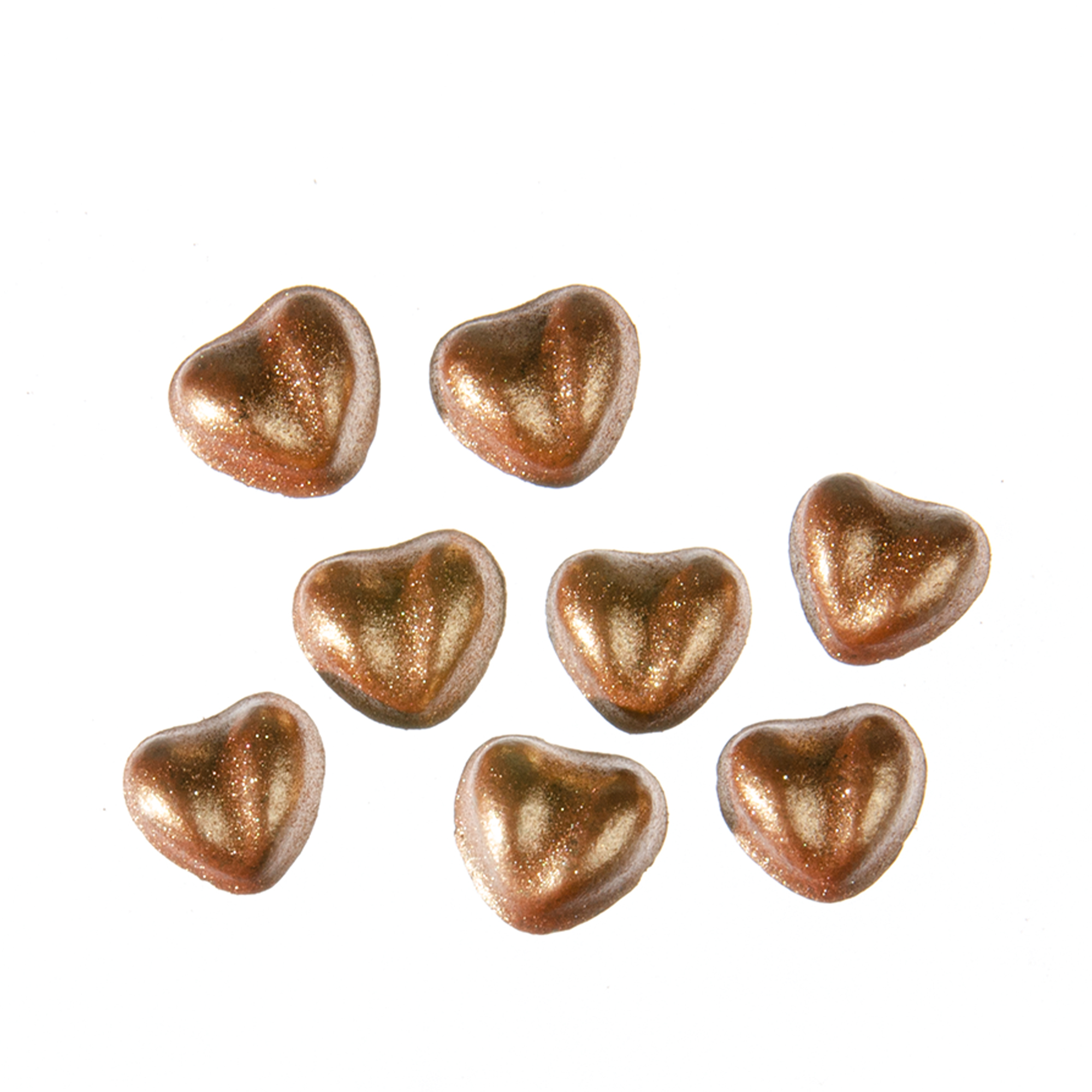 KLEINE BRONZE HERZEN, SCHOKOLADE METALLIC ÜBERZOGEN
