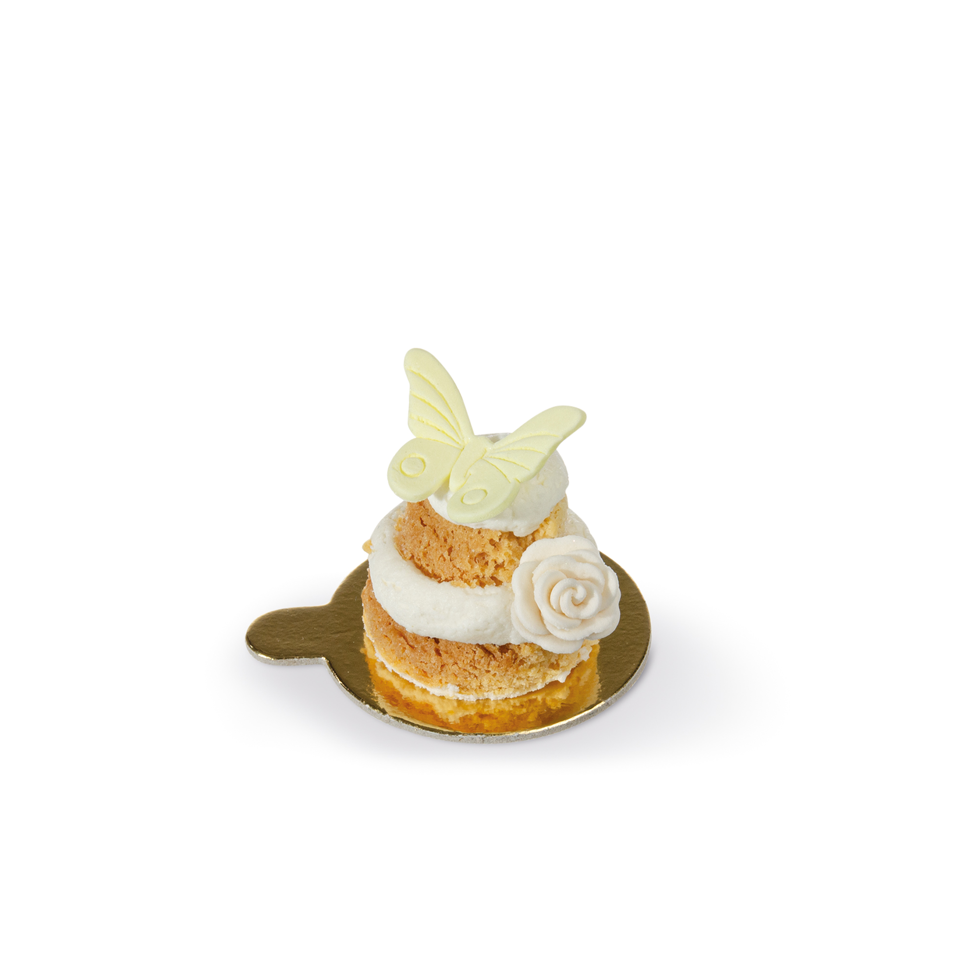 KLEINE TORTENSCHEIBEN RUND 5 CM MIT LASCHE, AUS GOLD KASCHIERTEM KARTON