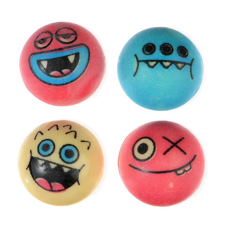 HALLOWEEN MONSTER GESICHTER 3D, WEISSE SCHOKOLADE BUNT BEDRUCKT