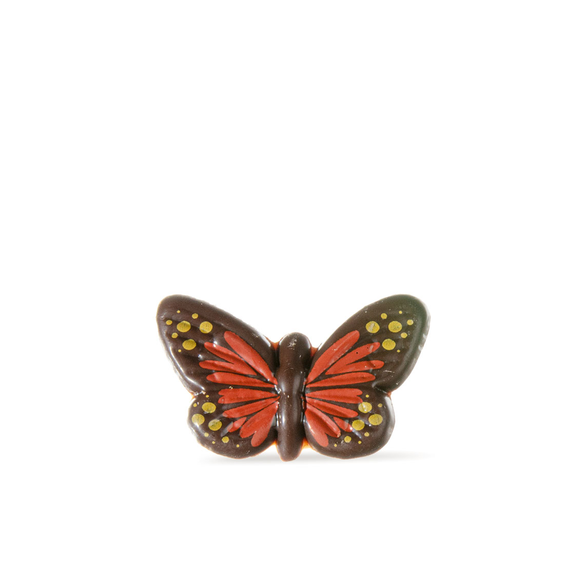 KLEINE SCHMETTERLINGE ROT, DUNKLE SCHOKOLADE BEDRUCKT KLEINE SCHMETTERLINGE ROT, DUNKLE SCHOKOLADE BEDRUCKT