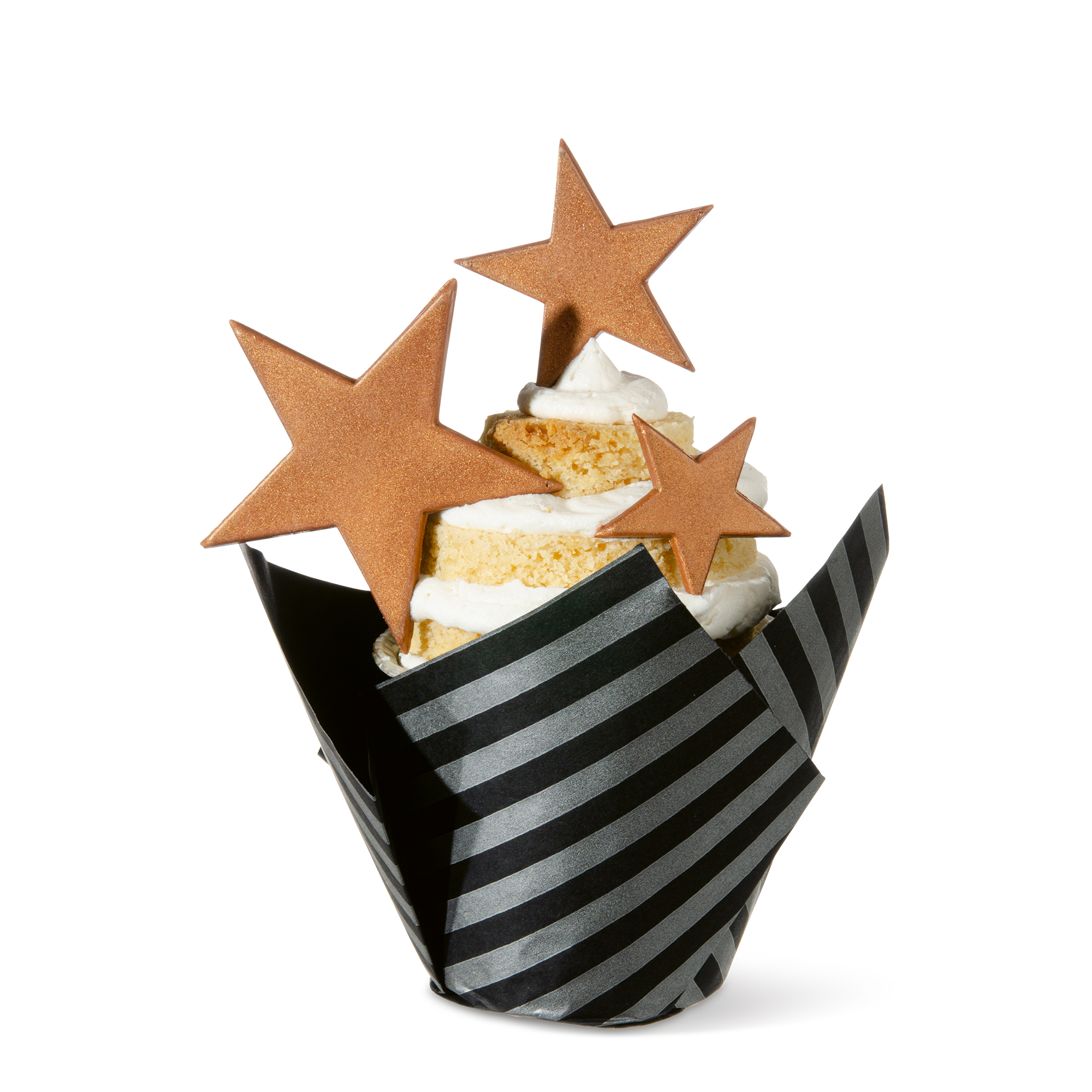 SCHWARZ-SILBER MUFFIN WRAPS, BACKPAPIER FORMGEPRESST