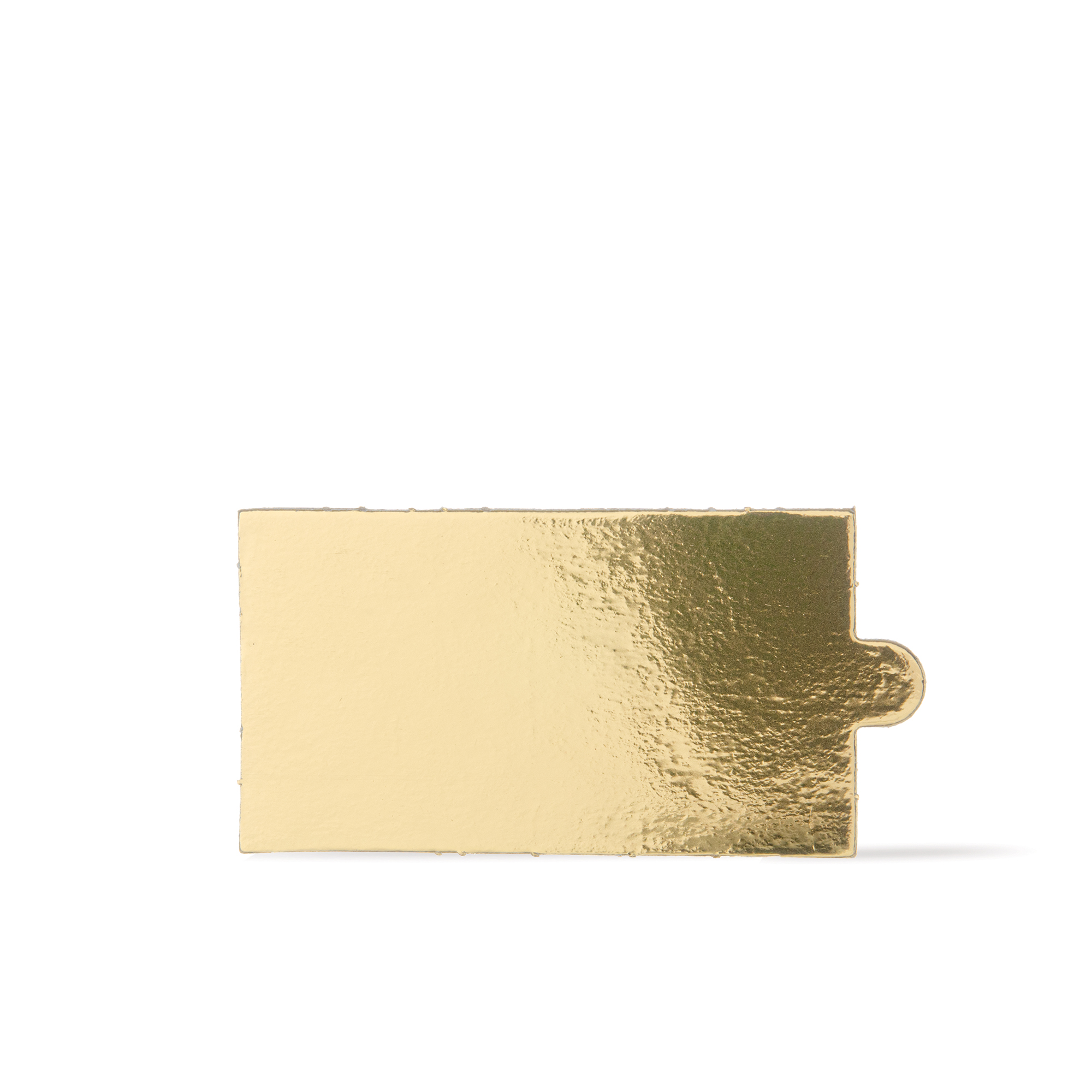 KLEINE TORTENSCHEIBEN RECHTECK 5 X 9 CM MIT LASCHE, AUS GOLD KASCHIERTEM KARTON