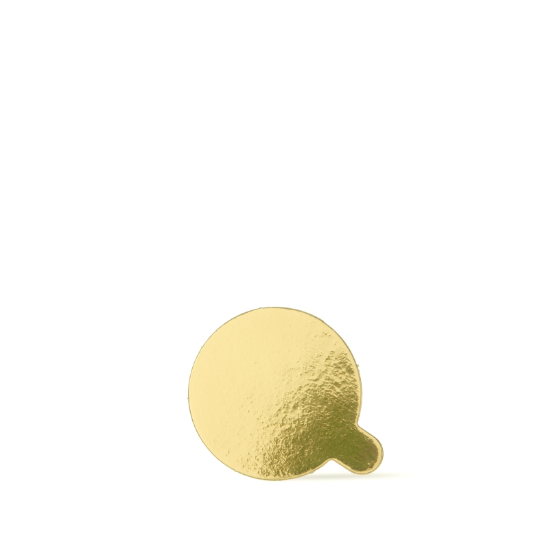 KLEINE TORTENSCHEIBEN RUND 5 CM MIT LASCHE, AUS GOLD KASCHIERTEM KARTON