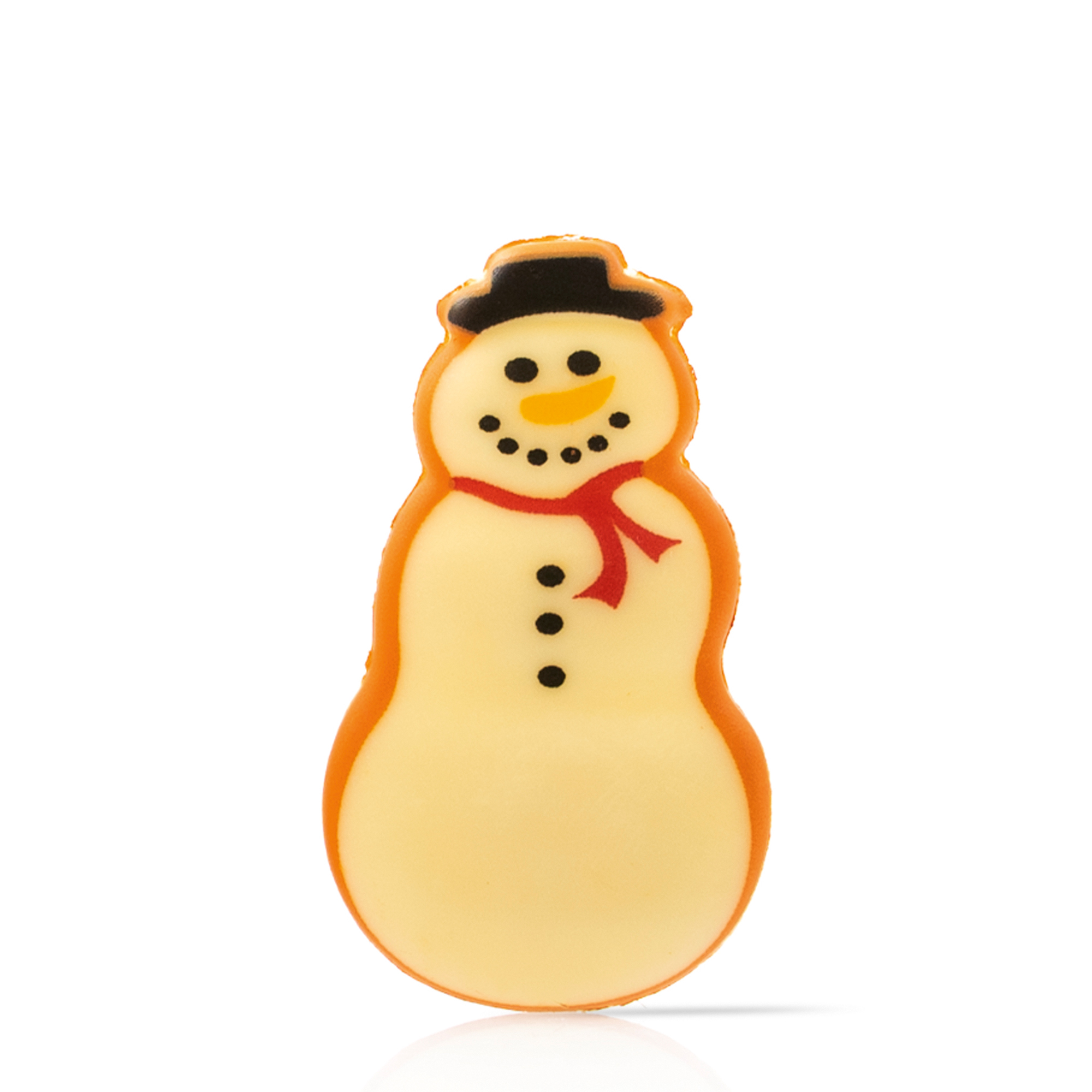 SCHNEEMANN AUFLEGER, WEISSE SCHOKOLADE GEFÄRBT SCHNEEMANN AUFLEGER, WEISSE SCHOKOLADE GEFÄRBT