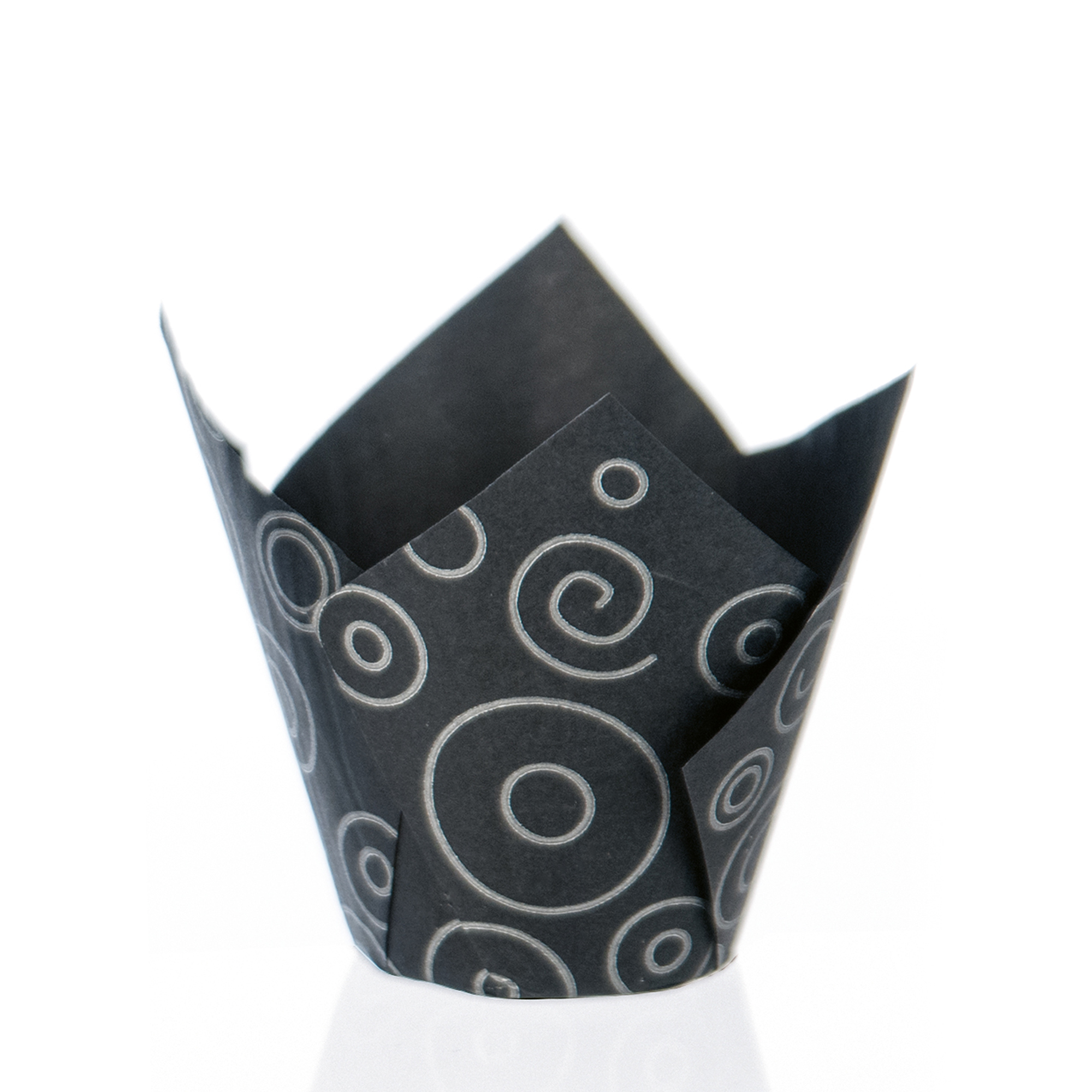 SCHWARZ-SILBER MUFFIN WRAPS, BACKPAPIER FORMGEPRESST