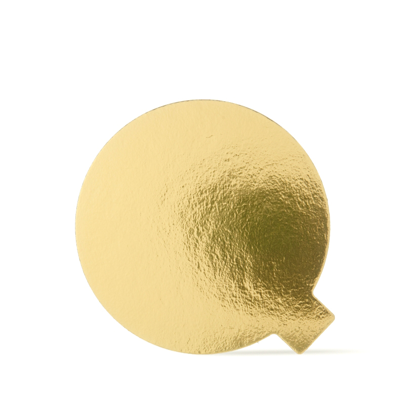 KLEINE TORTENSCHEIBEN RUND 10 CM MIT LASCHE, AUS GOLD KASCHIERTEM KARTON