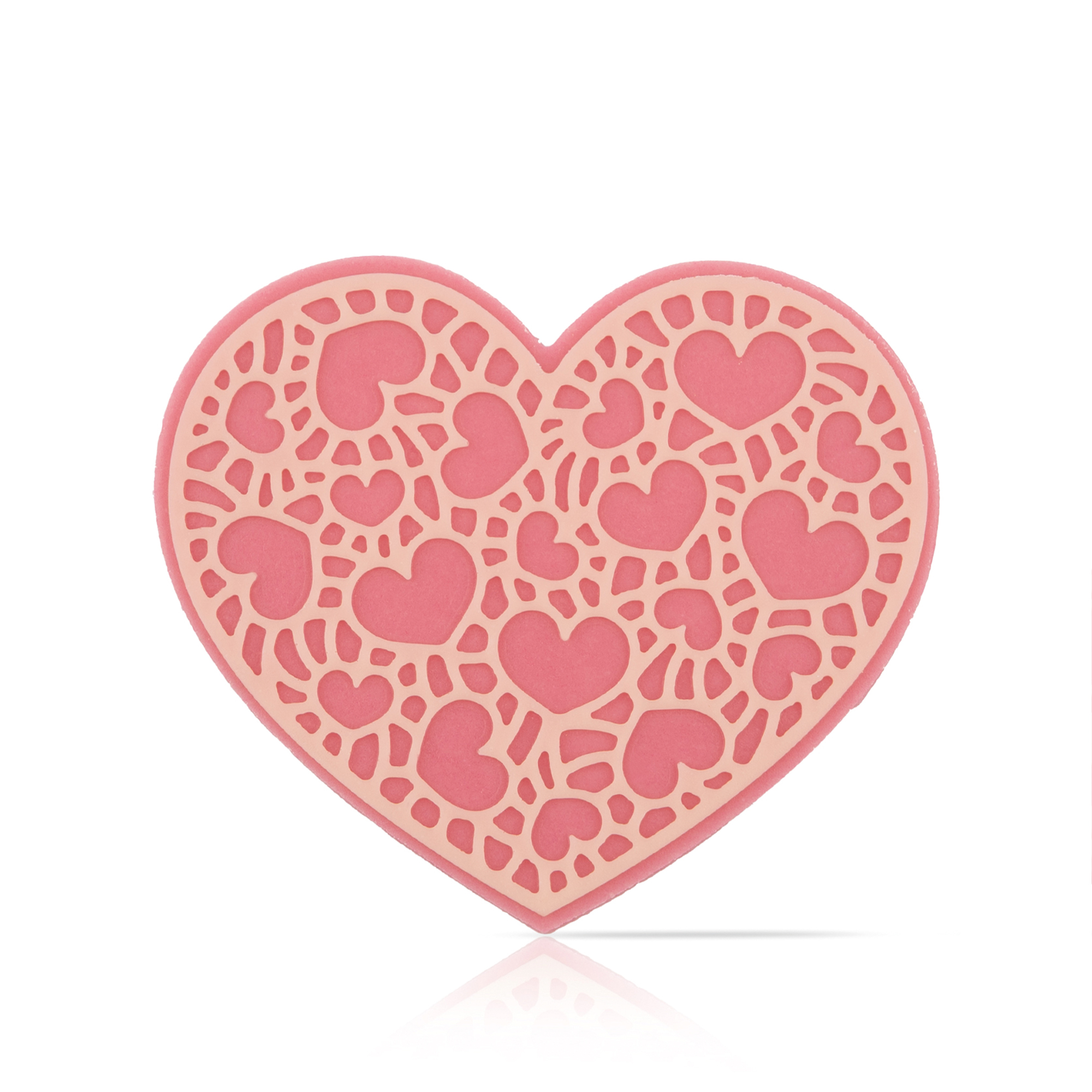 RELIEF HERZ "HERZENDEKOR", WEISSE SCHOKOLADE GEFÄRBT.