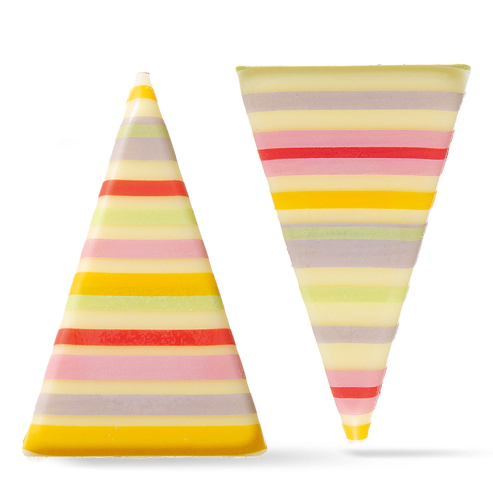 BUNTE DREIECKE, WEISSE SCHOKOLADE BEDRUCKT