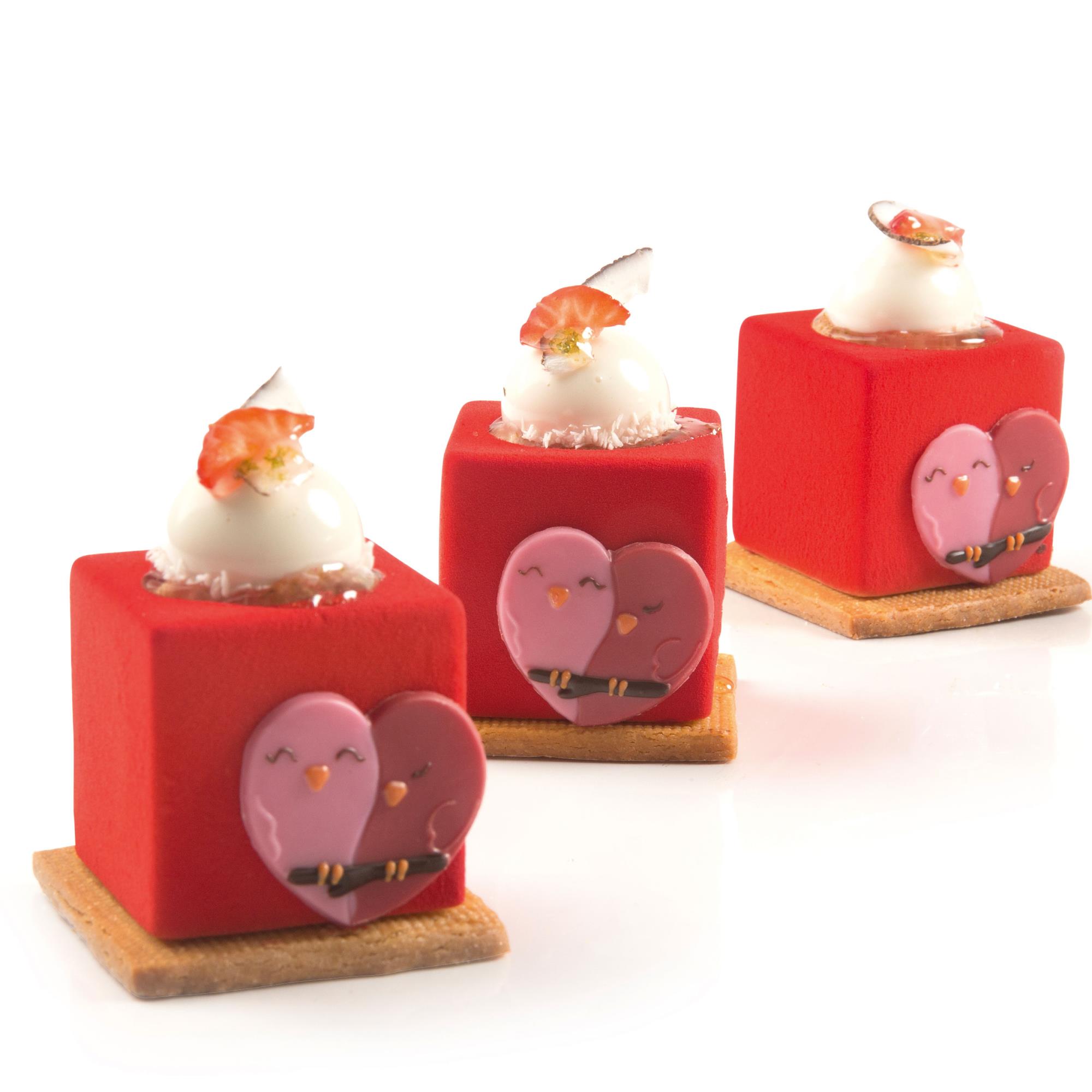 VOGEL HERZEN AUFLEGER, WEISSE SCHOKOLADE GEFÄRBT VOGEL HERZEN AUFLEGER, WEISSE SCHOKOLADE GEFÄRBT