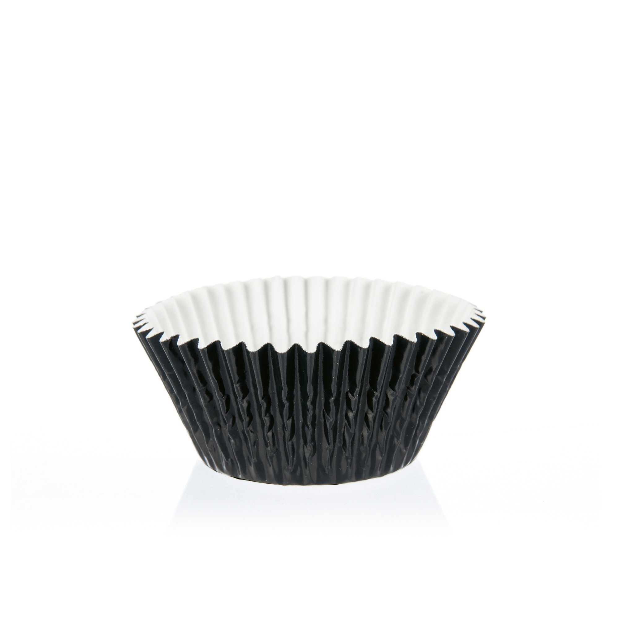 SCHWARZ METALLIC CUPCAKE- & MUFFINKAPSELN, FOLIELAMINIERTER PERGAMENTERSATZ FETTDICHT