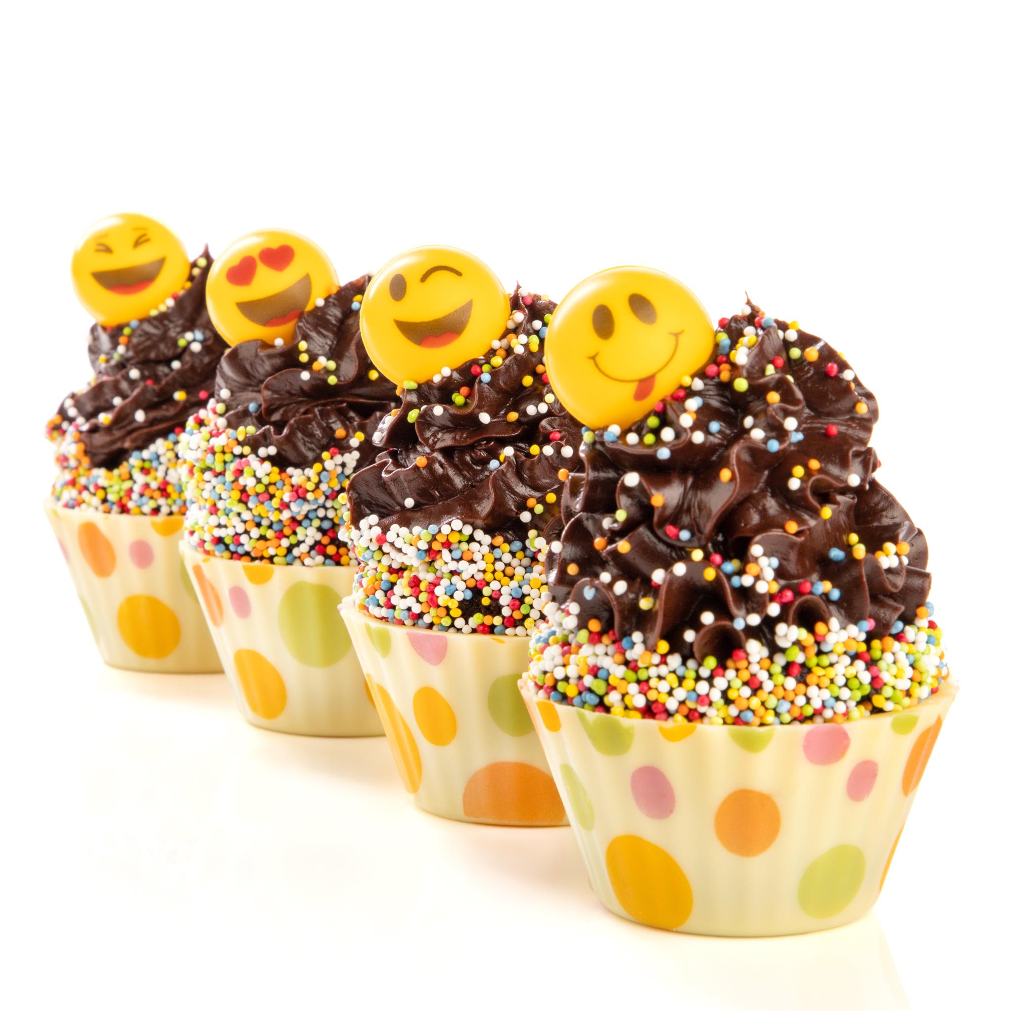 CUPCAKE CUPS "PUNKTE", WEISSE SCHOKOLADE BEDRUCKT