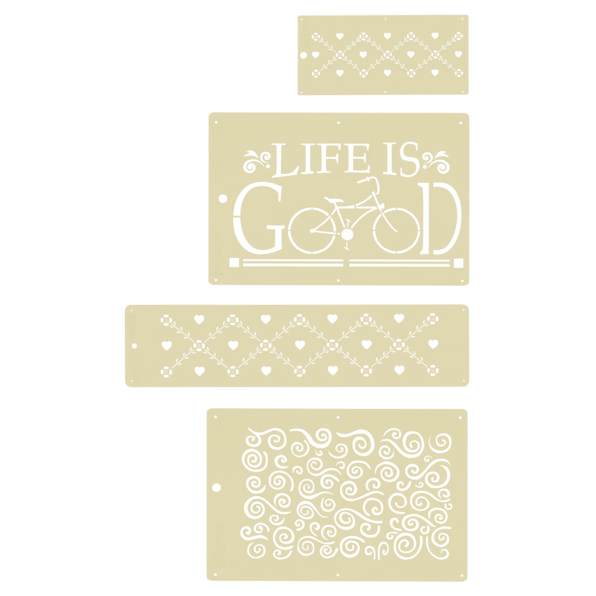 SET "LIFE IS GOOD" SCHABLONEN AUS POLYESTER