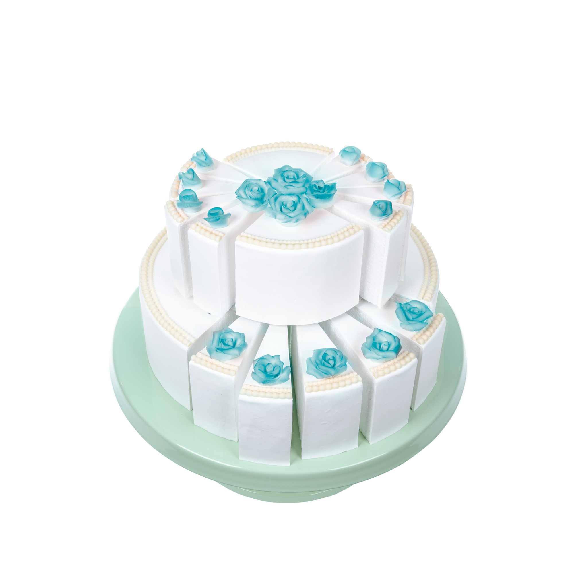 WEISS-BLAUE ROSEN MINI, MARZIPAN