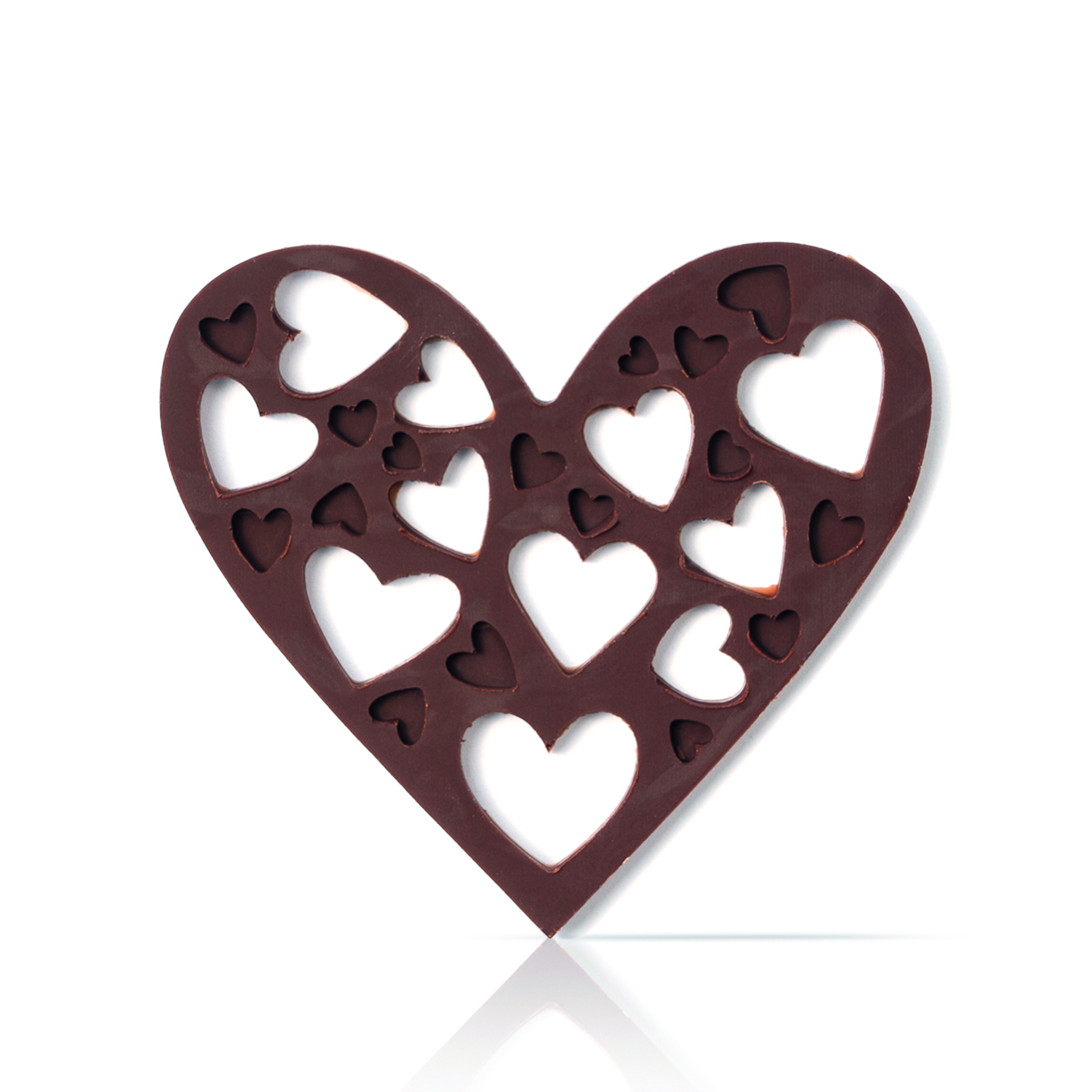 HERZ AUFLEGER DURCHBROCHEN, DUNKLE SCHOKOLADE HERZ AUFLEGER DURCHBROCHEN, DUNKLE SCHOKOLADE