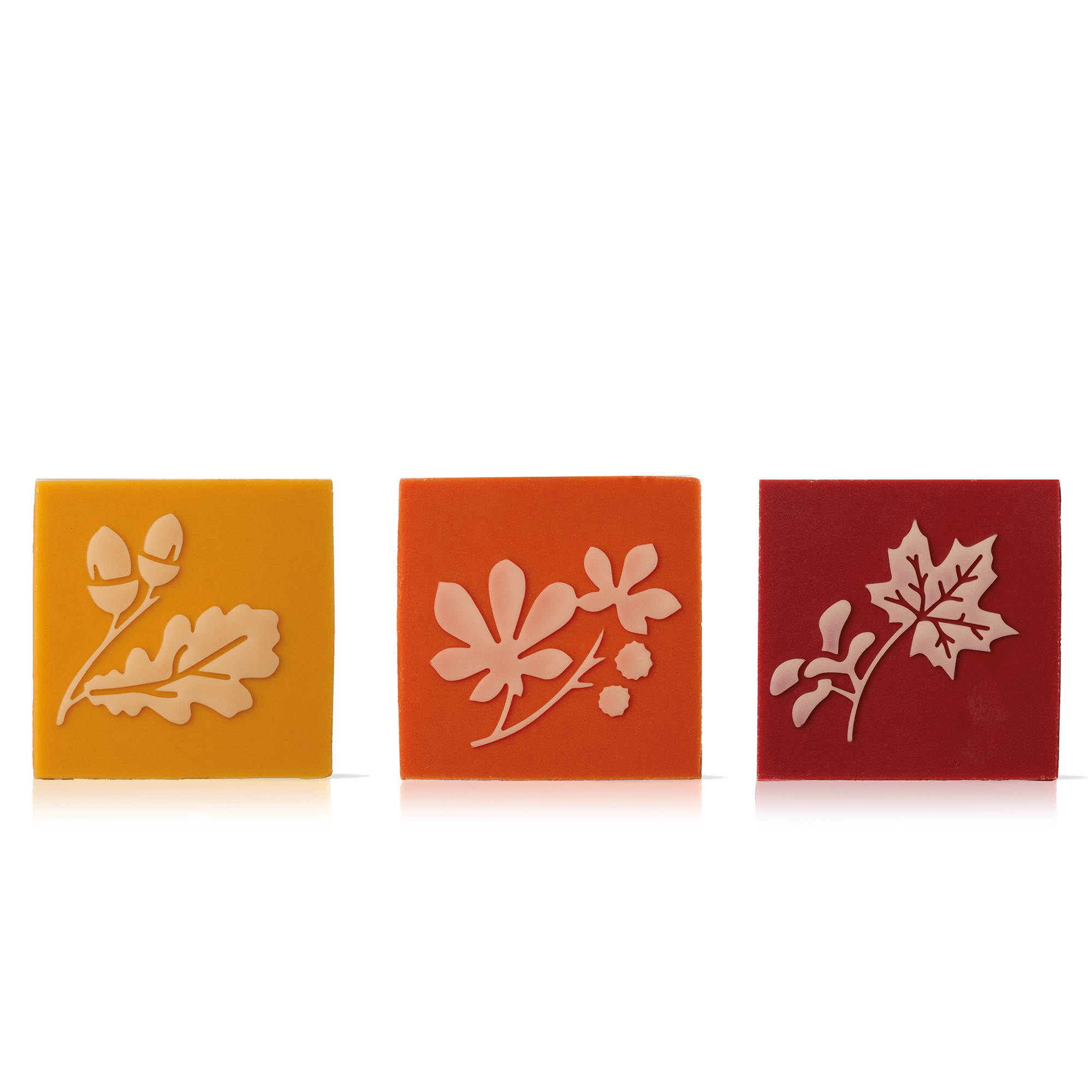 RELIEF AUFLEGER "HERBSTBLÄTTER", WEISSE SCHOKOLADE GEFÄRBT