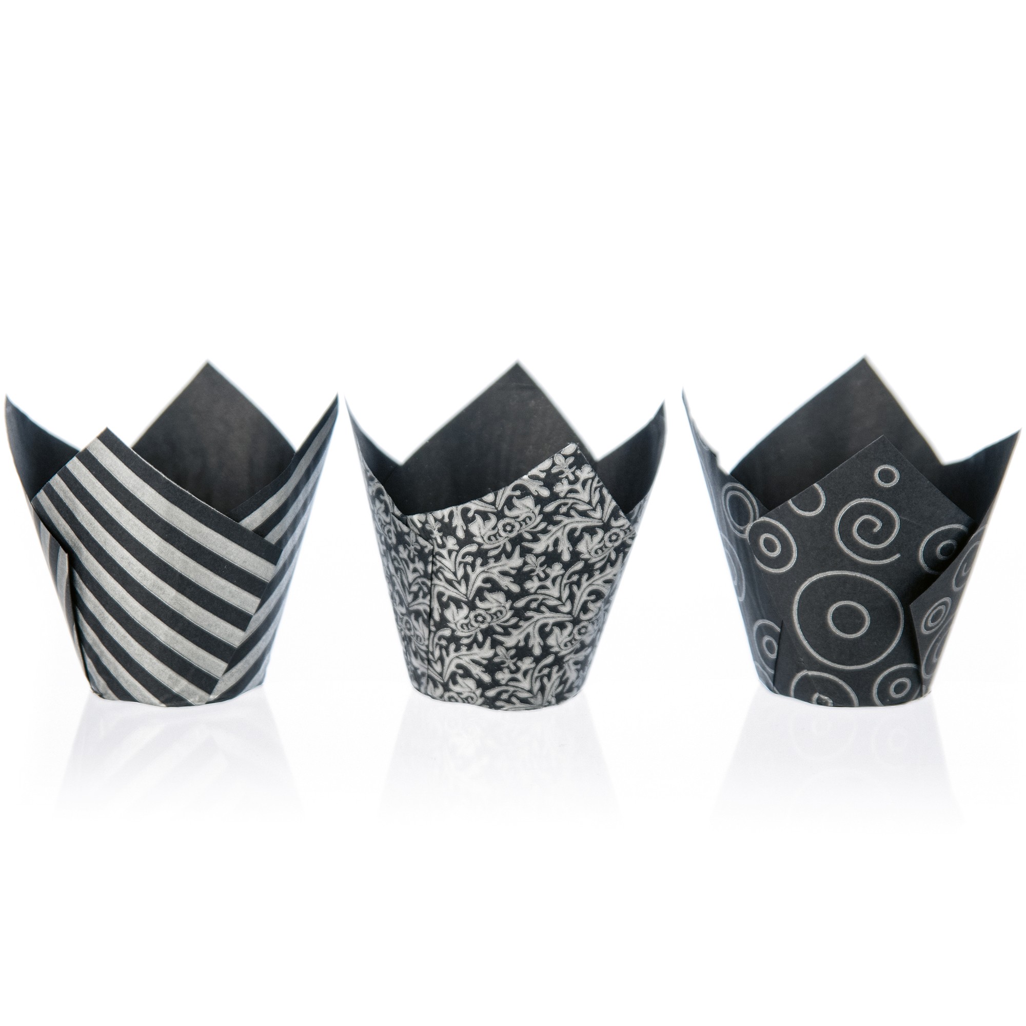 SCHWARZ-SILBER MUFFIN WRAPS, BACKPAPIER FORMGEPRESST SCHWARZ-SILBER MUFFIN WRAPS, BACKPAPIER FORMGEPRESST