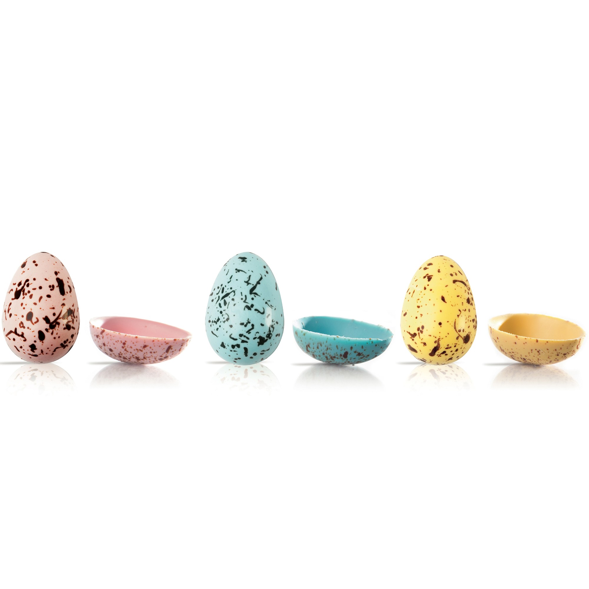 HALBE EIER SORTIERT, WEISSE SCHOKOLADE GEFÄRBT