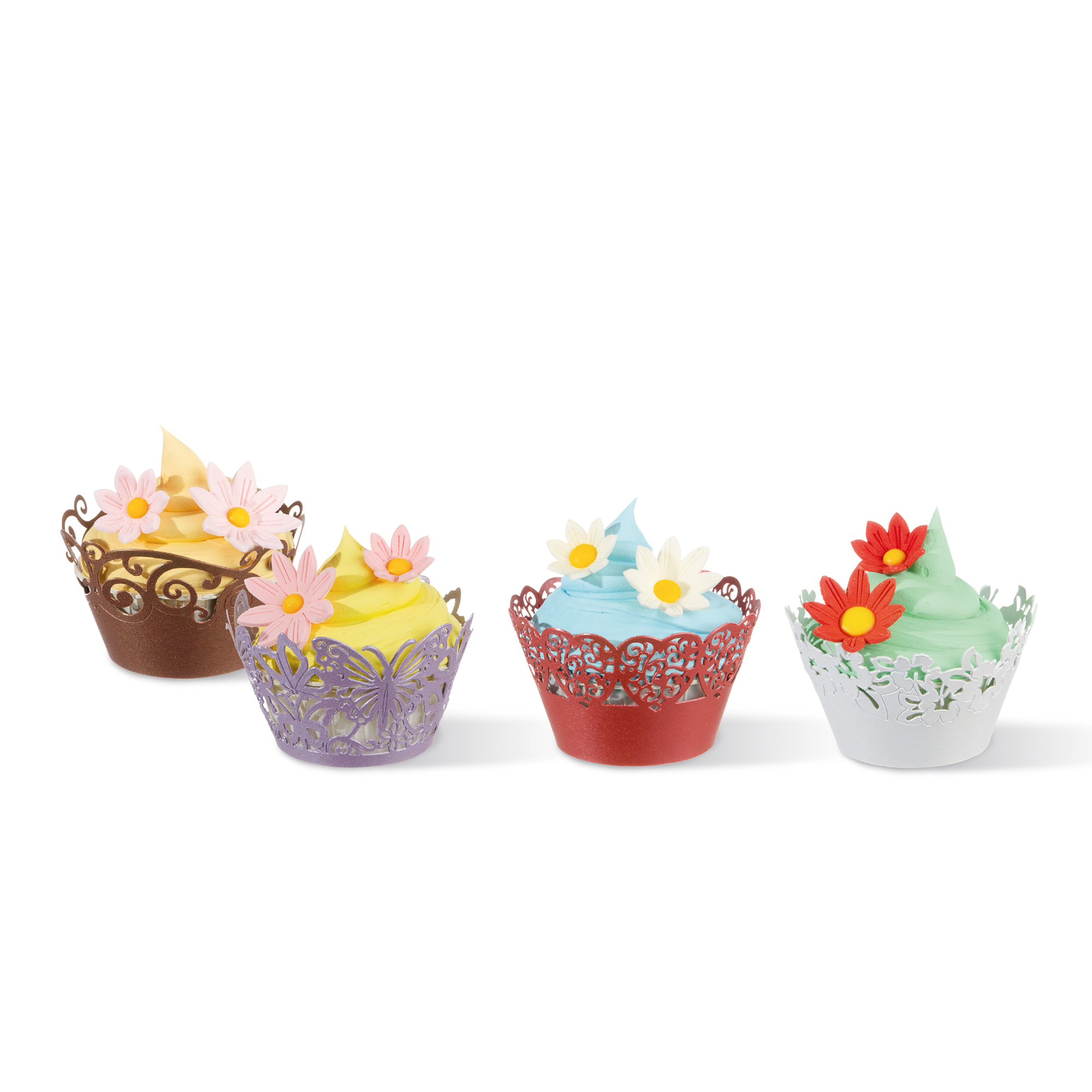 LILA CUPCAKE MANSCHETTEN "SCHMETTERLING", FEINER KARTON GELASERT