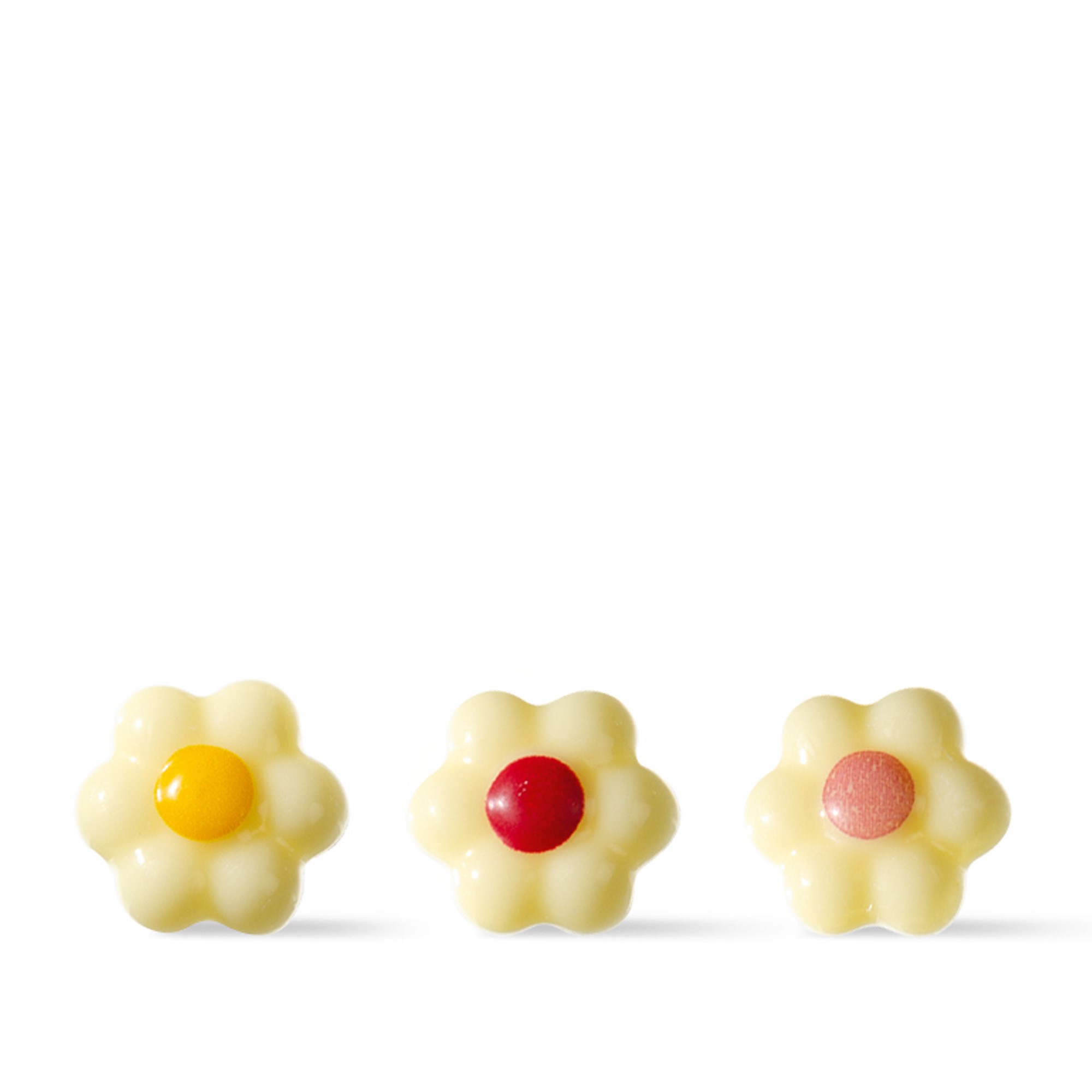 KLEINE BLÜTEN MIT FARBTUPFER, WEISSE SCHOKOLADE