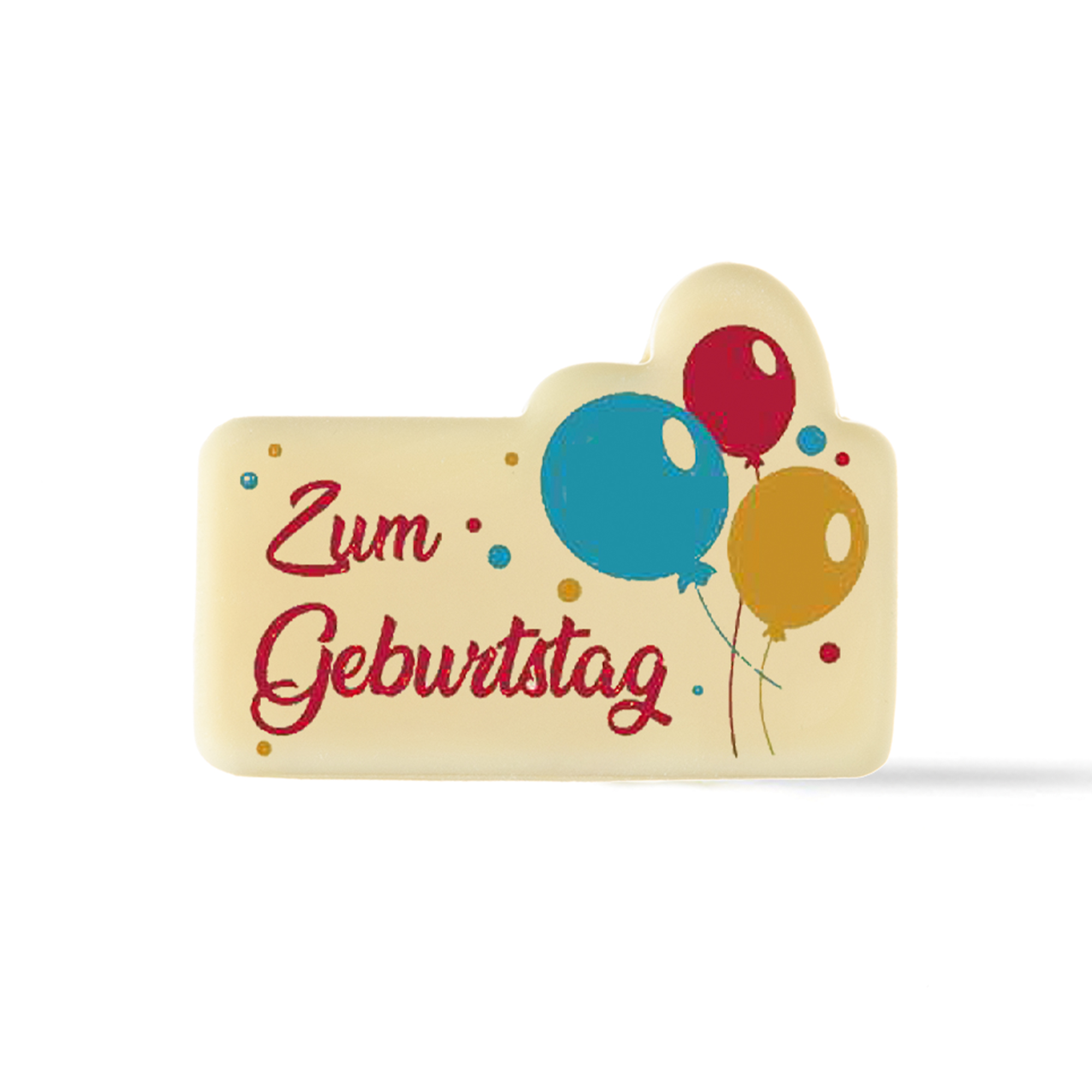 AUFLEGER "ZUM GEBURTSTAG", WEISSE SCHOKOLADE BEDRUCKT