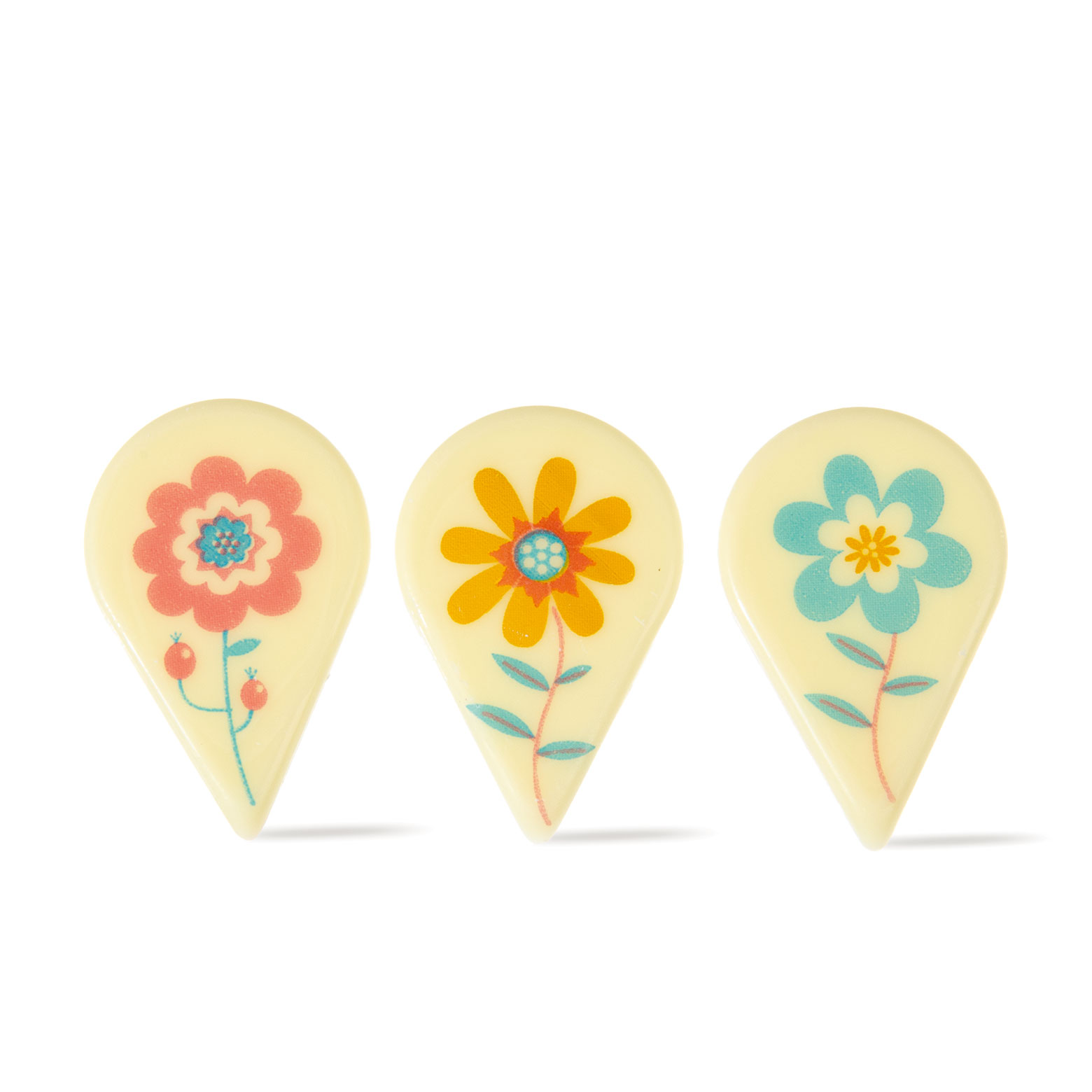 SCHOKO PICKS "BLUMEN", WEISSE SCHOKOLADE BEDRUCKT SCHOKO PICKS "BLUMEN", WEISSE SCHOKOLADE BEDRUCKT