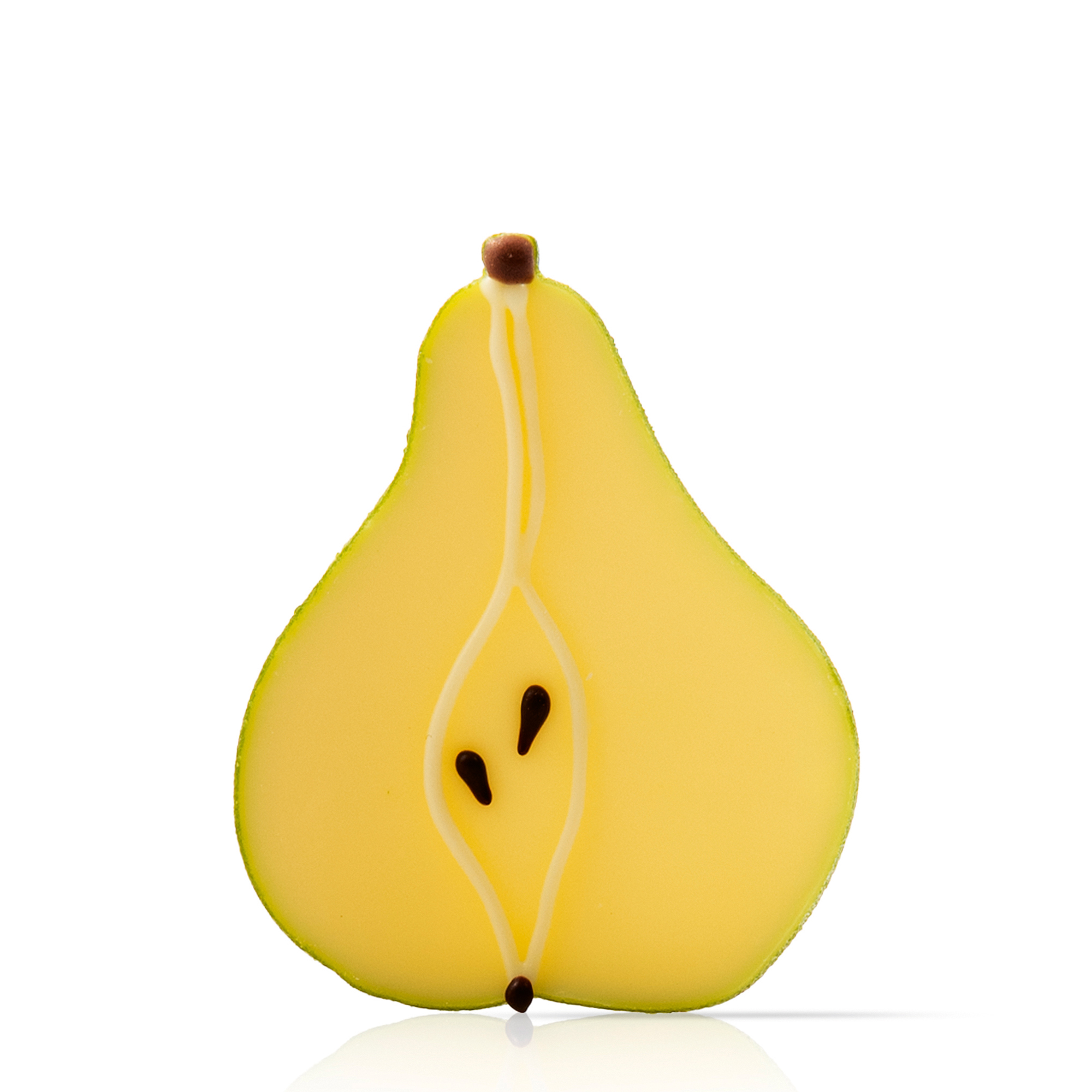 AUFLEGER "BIRNE", WEISSE SCHOKOLADE GEFÄRBT AUFLEGER "BIRNE", WEISSE SCHOKOLADE GEFÄRBT